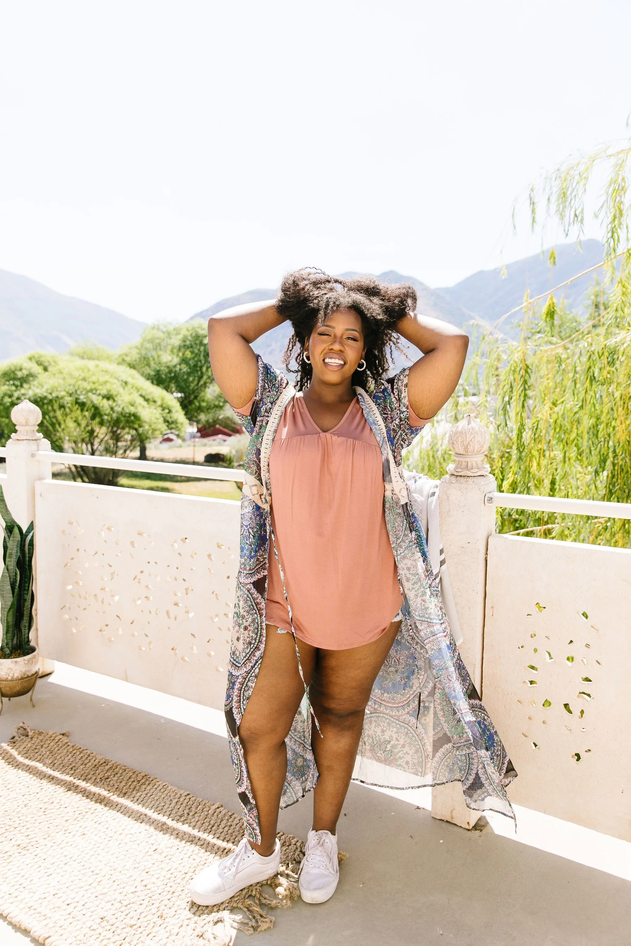 Chiffon Medallions Long Kimono