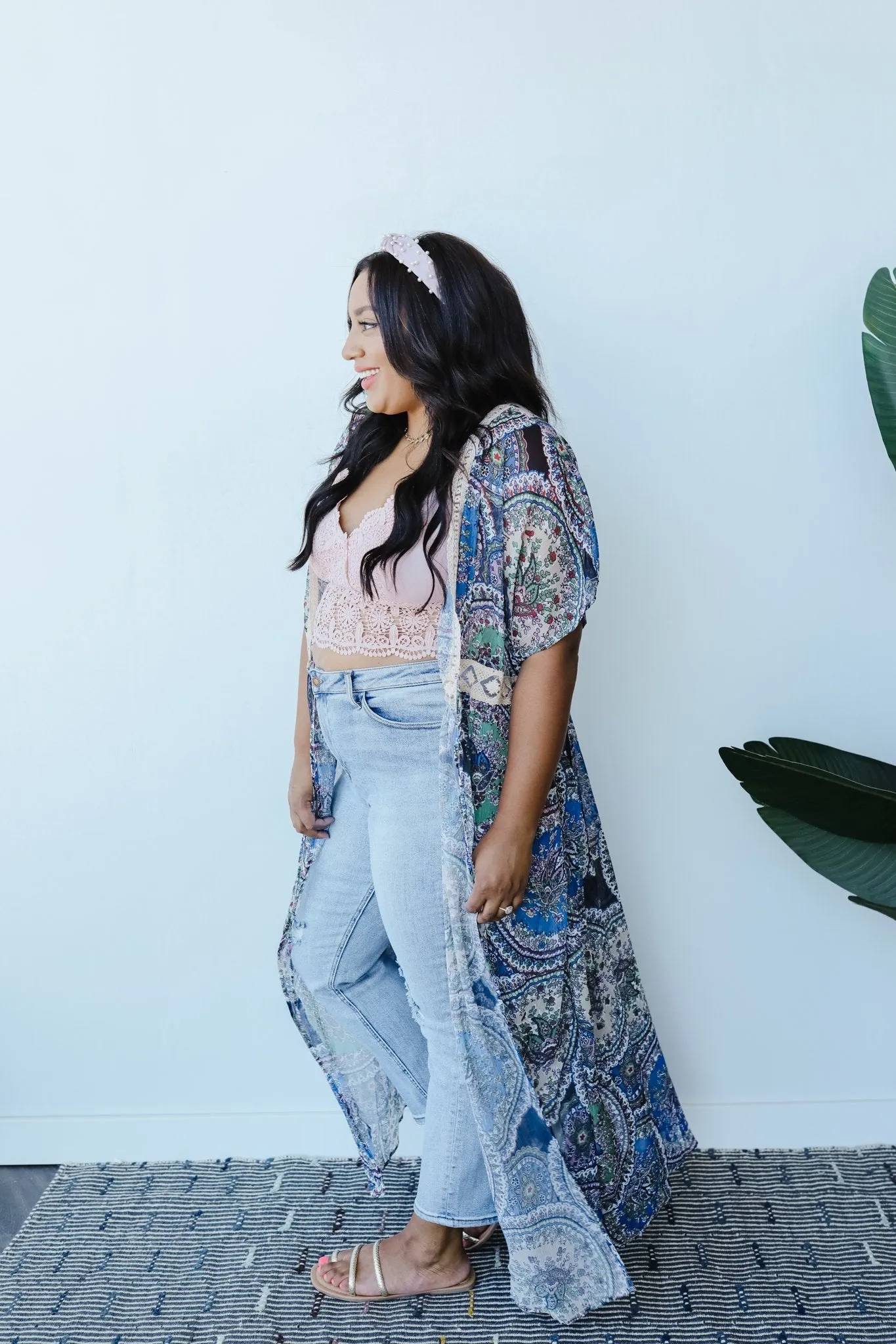 Chiffon Medallions Long Kimono