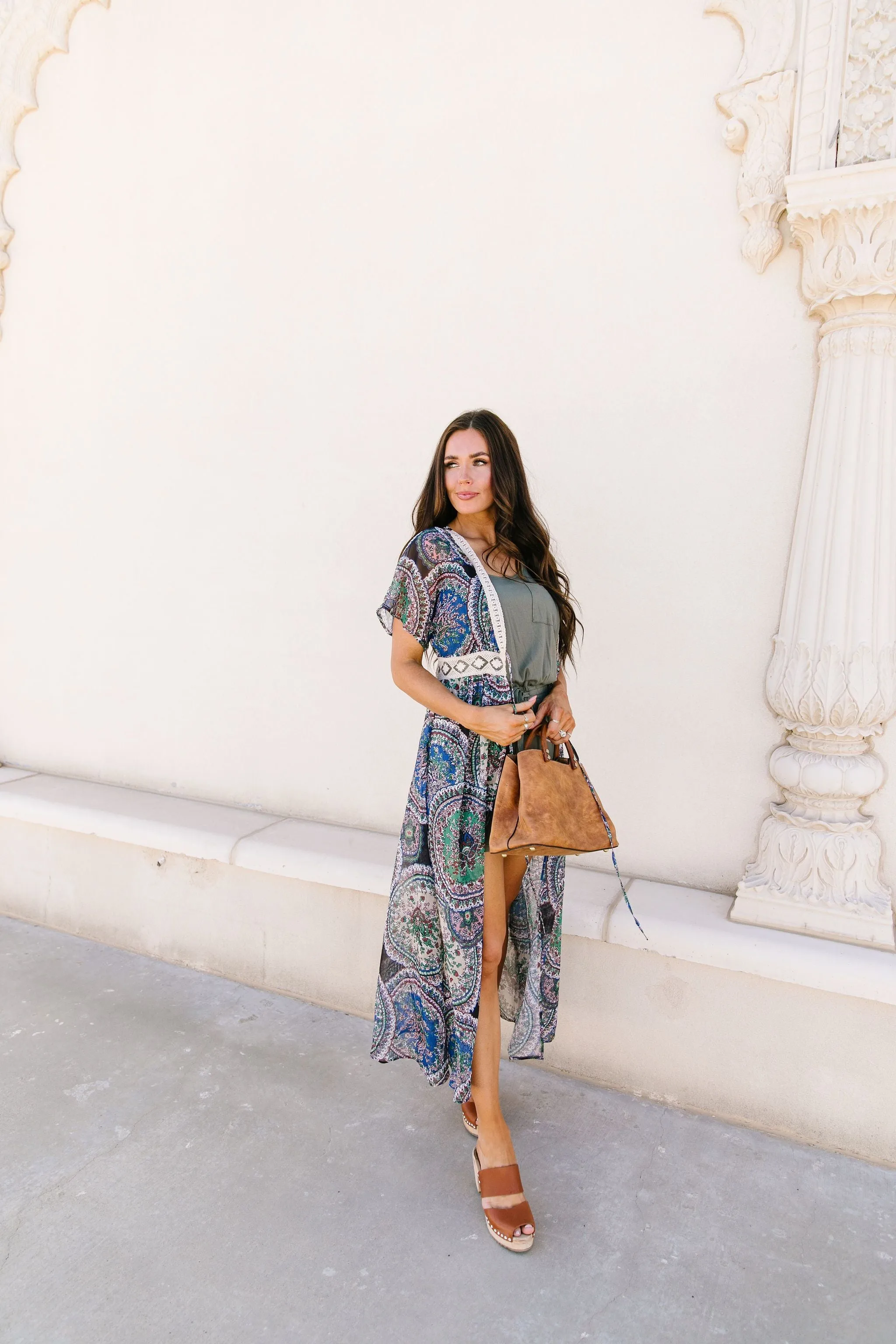 Chiffon Medallions Long Kimono