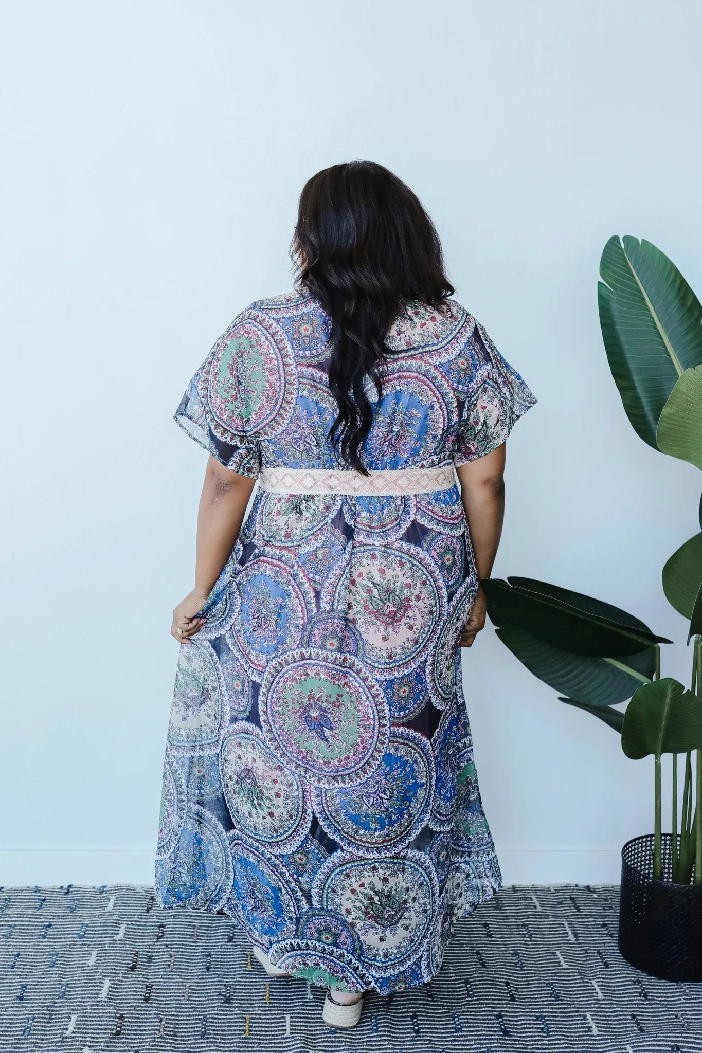 Chiffon Medallions Long Kimono