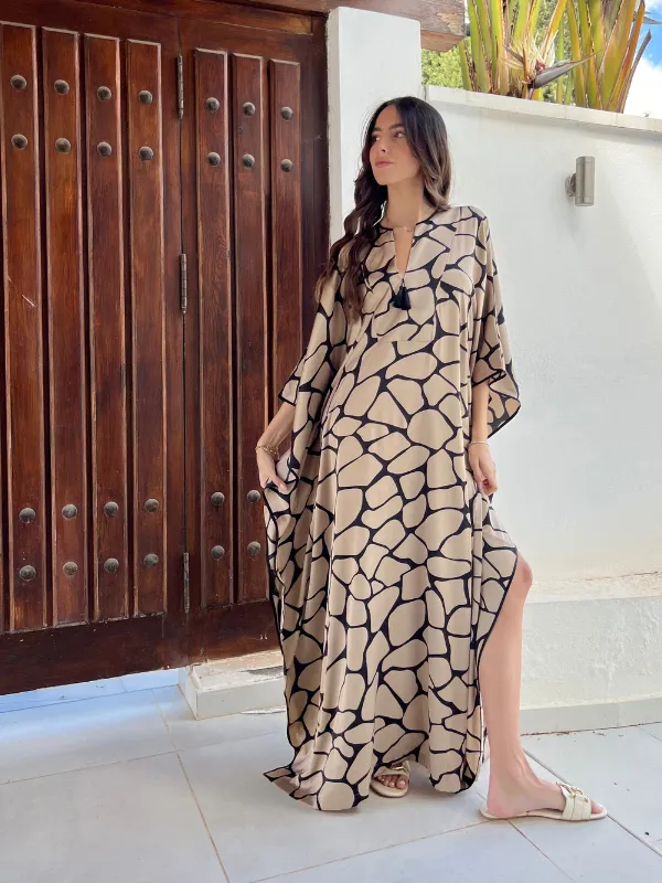 CLASSIC KAFTAN - GIRAFFE PRINT - CARAMEL