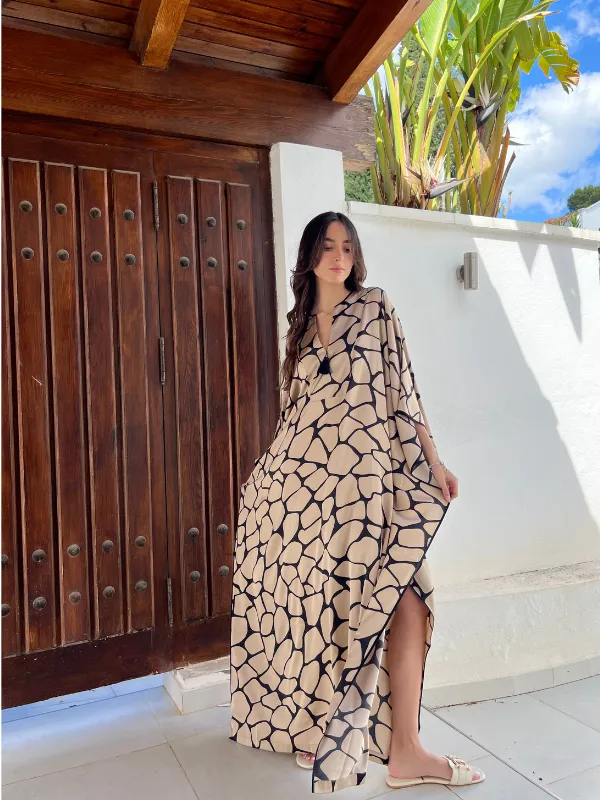 CLASSIC KAFTAN - GIRAFFE PRINT - CARAMEL