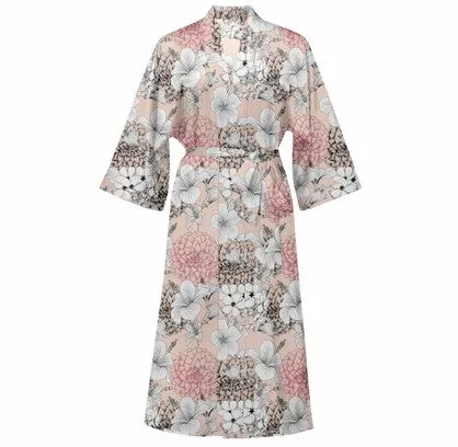 Cotton Kimono Printed Floral Beach Cover-Up Boho Kimono Beach Dress- Barossa