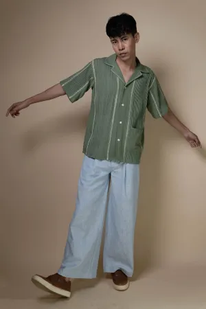 Cotton Light Blue Flared Pants