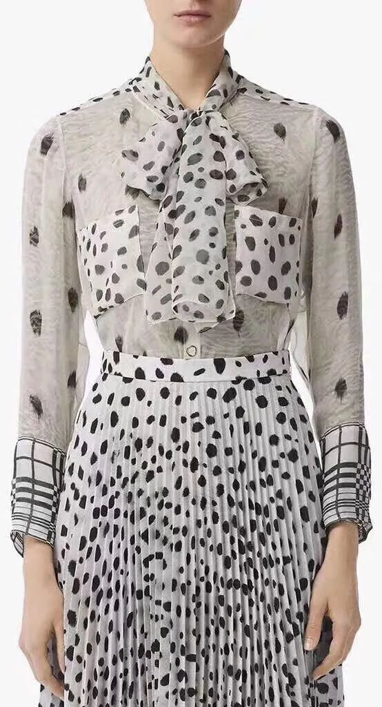 Dalmatian Print Silk Blouse