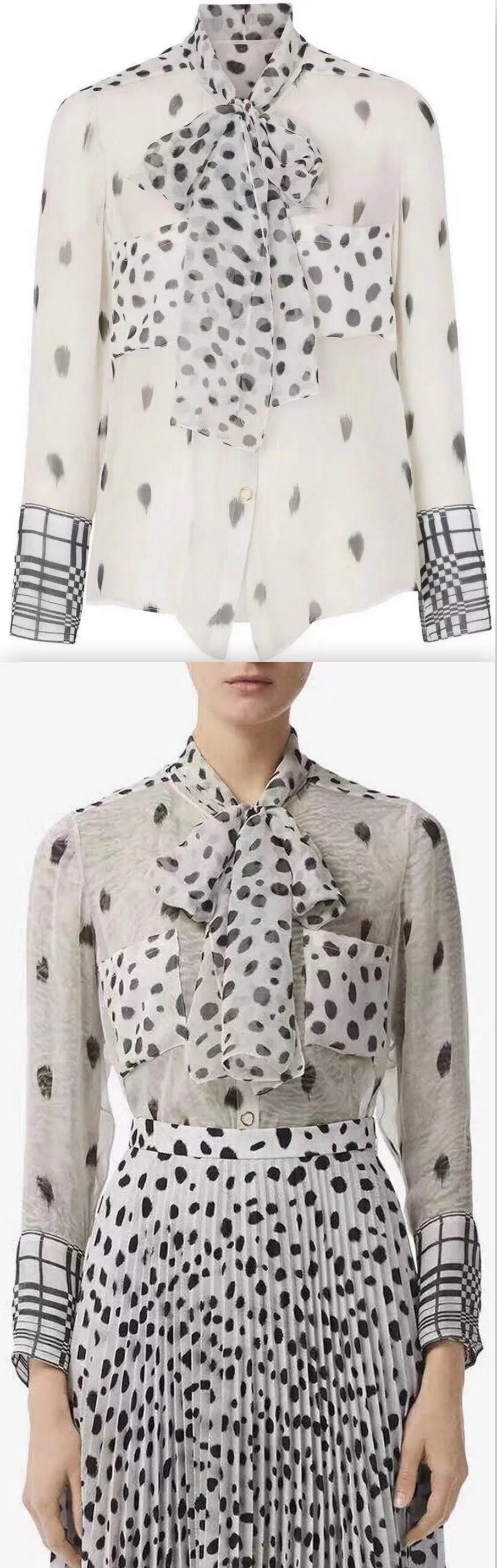 Dalmatian Print Silk Blouse