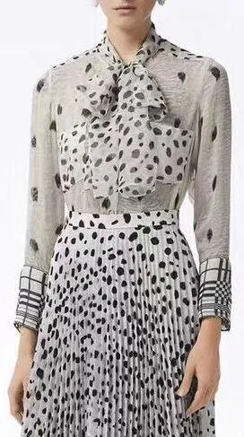Dalmatian Print Silk Blouse