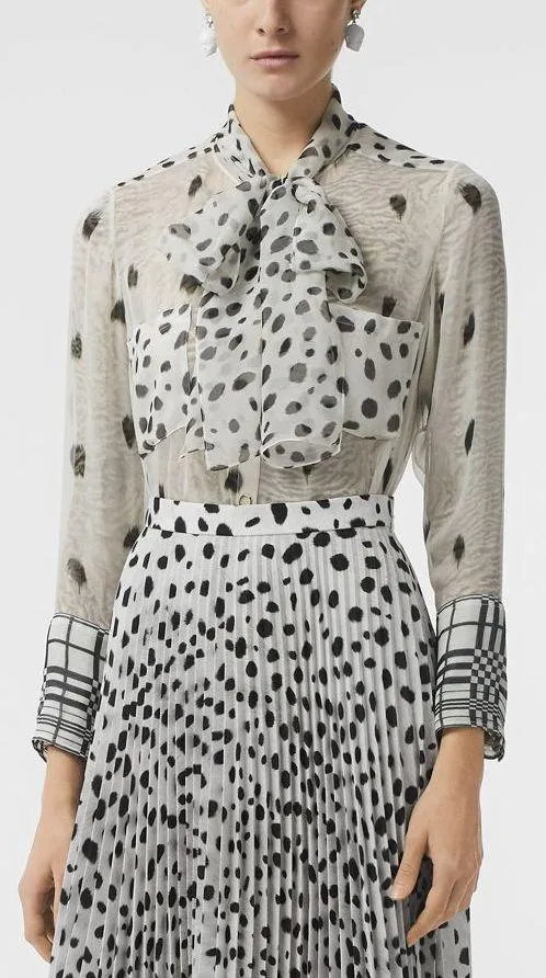 Dalmatian Print Silk Blouse
