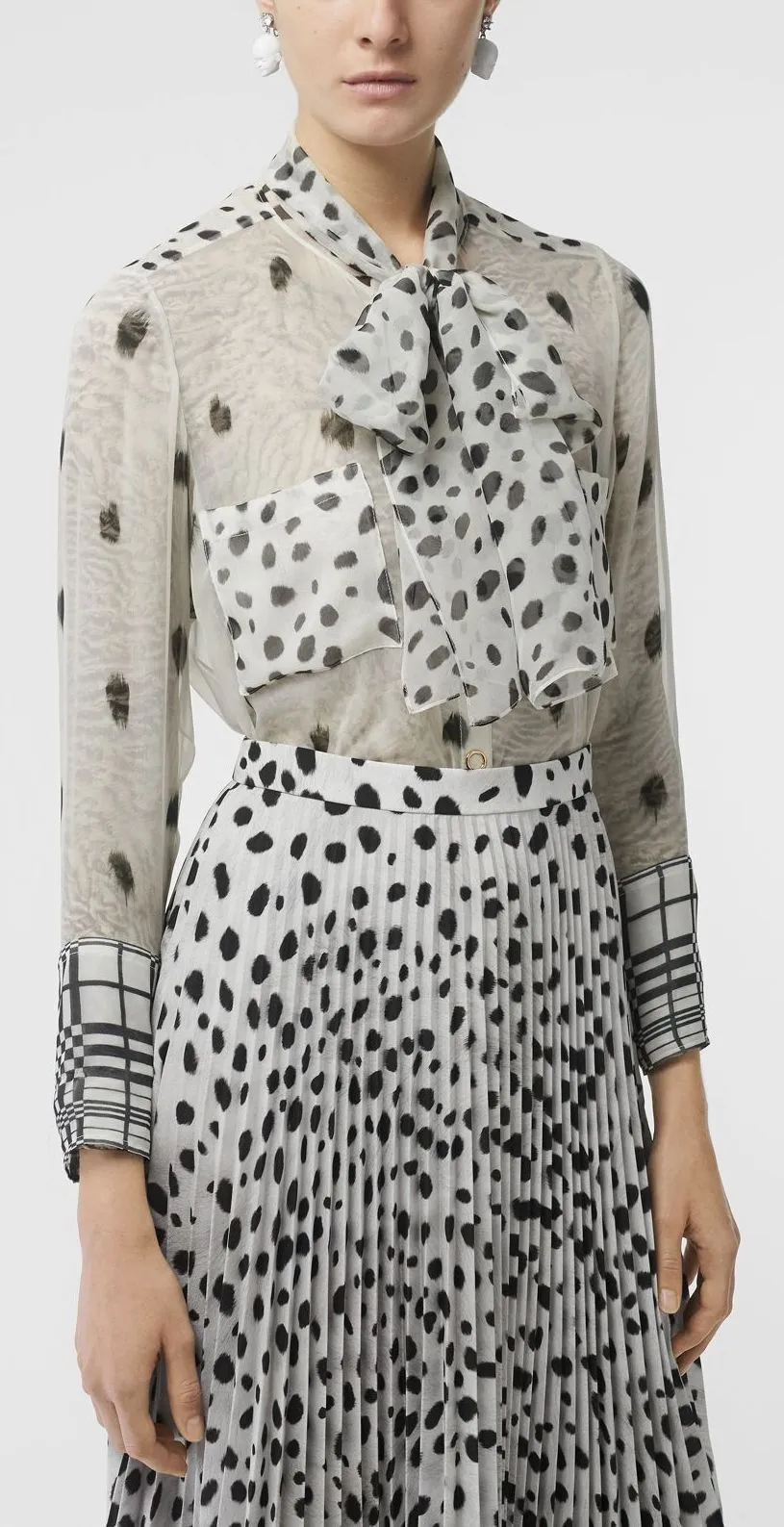 Dalmatian Print Silk Blouse