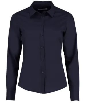 Dark Navy - Women's poplin shirt long sleeve