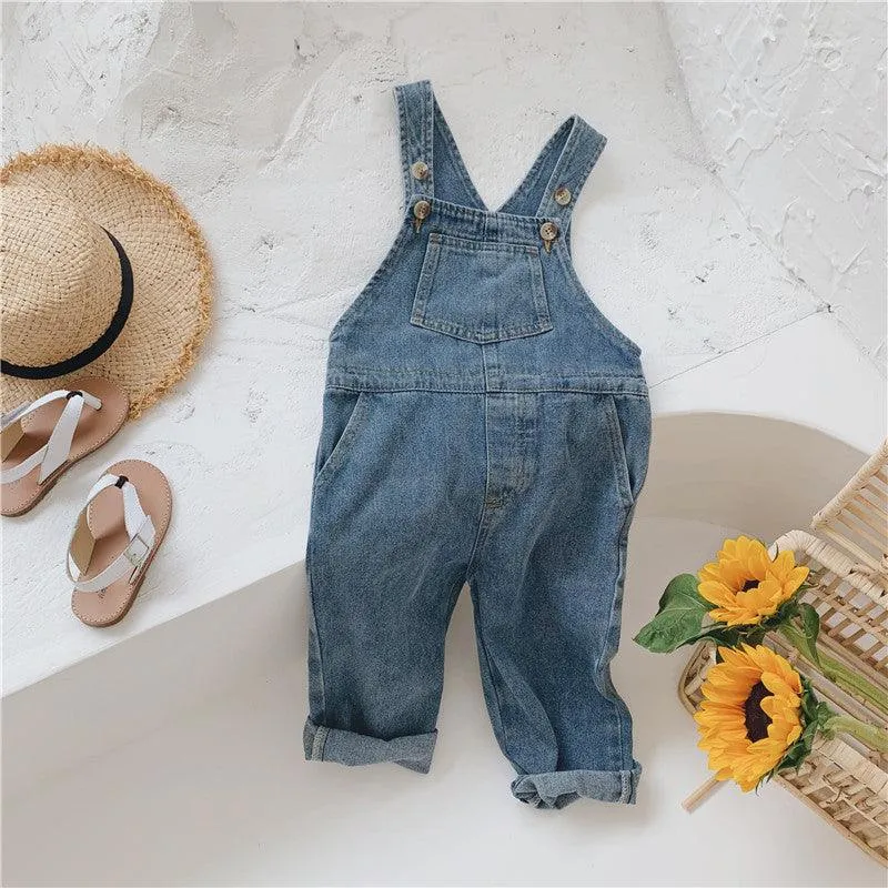 Denim overalls long-sleeved lace shirt Korean suit