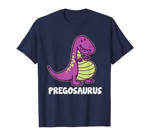 Dinosaur Pregosaurus Pregnant Mother Funny T-Shirt (Dark)