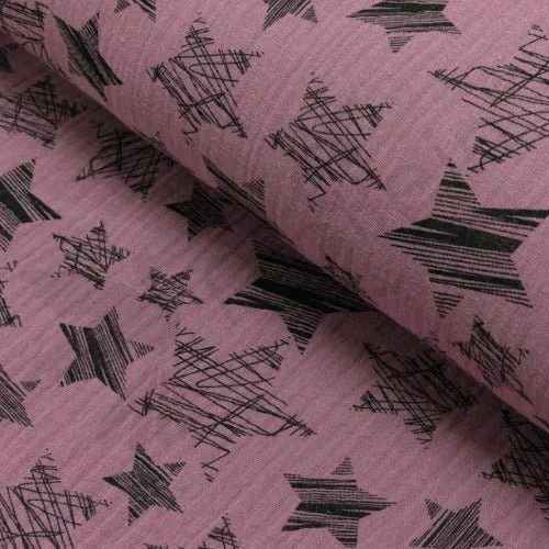 Double Gauze - Scribble Stars - Magenta