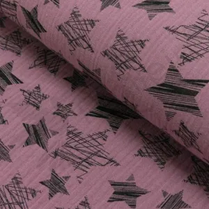 Double Gauze - Scribble Stars - Magenta