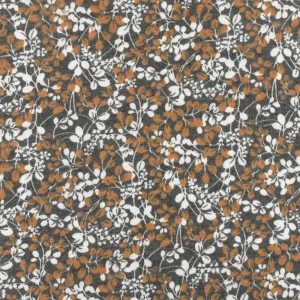 Dusty Black-Multi Floral Print Stretch Poly-Cotton French Terry Knit Fabric