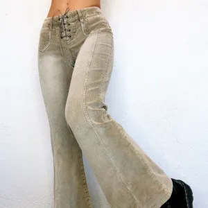 Early 2000s Corduroy Lace Up Flares