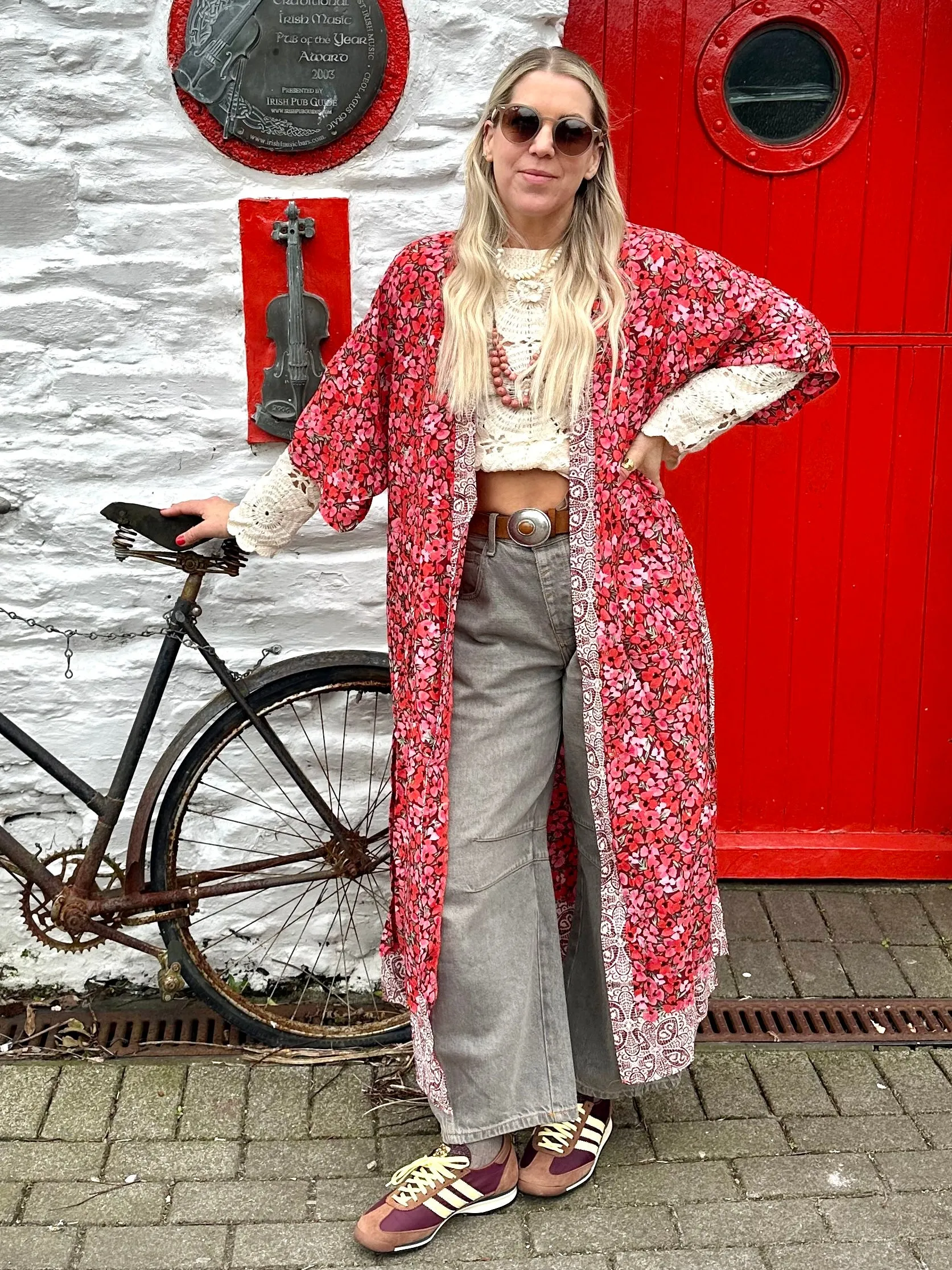 Floral poppy kimono