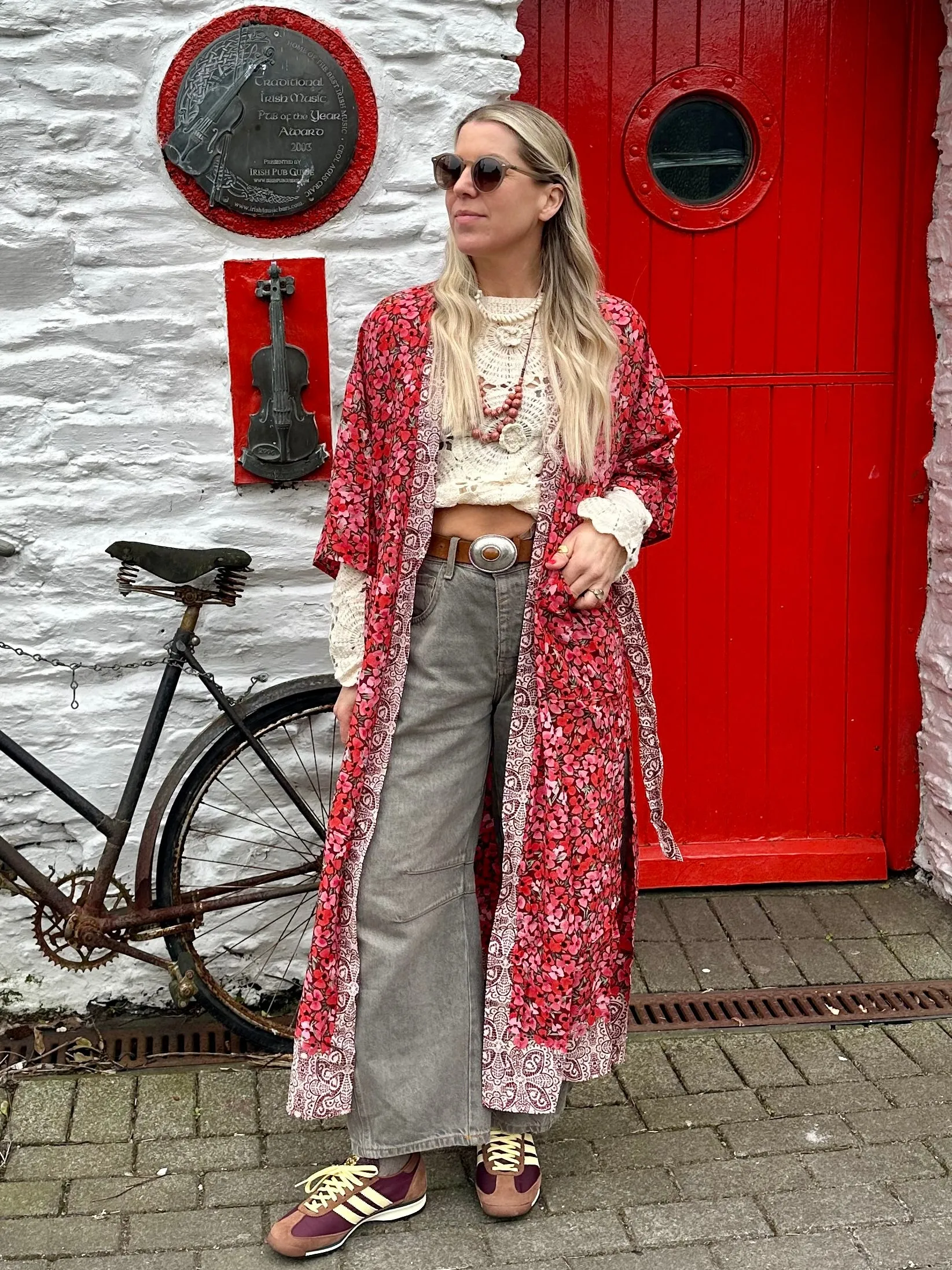Floral poppy kimono