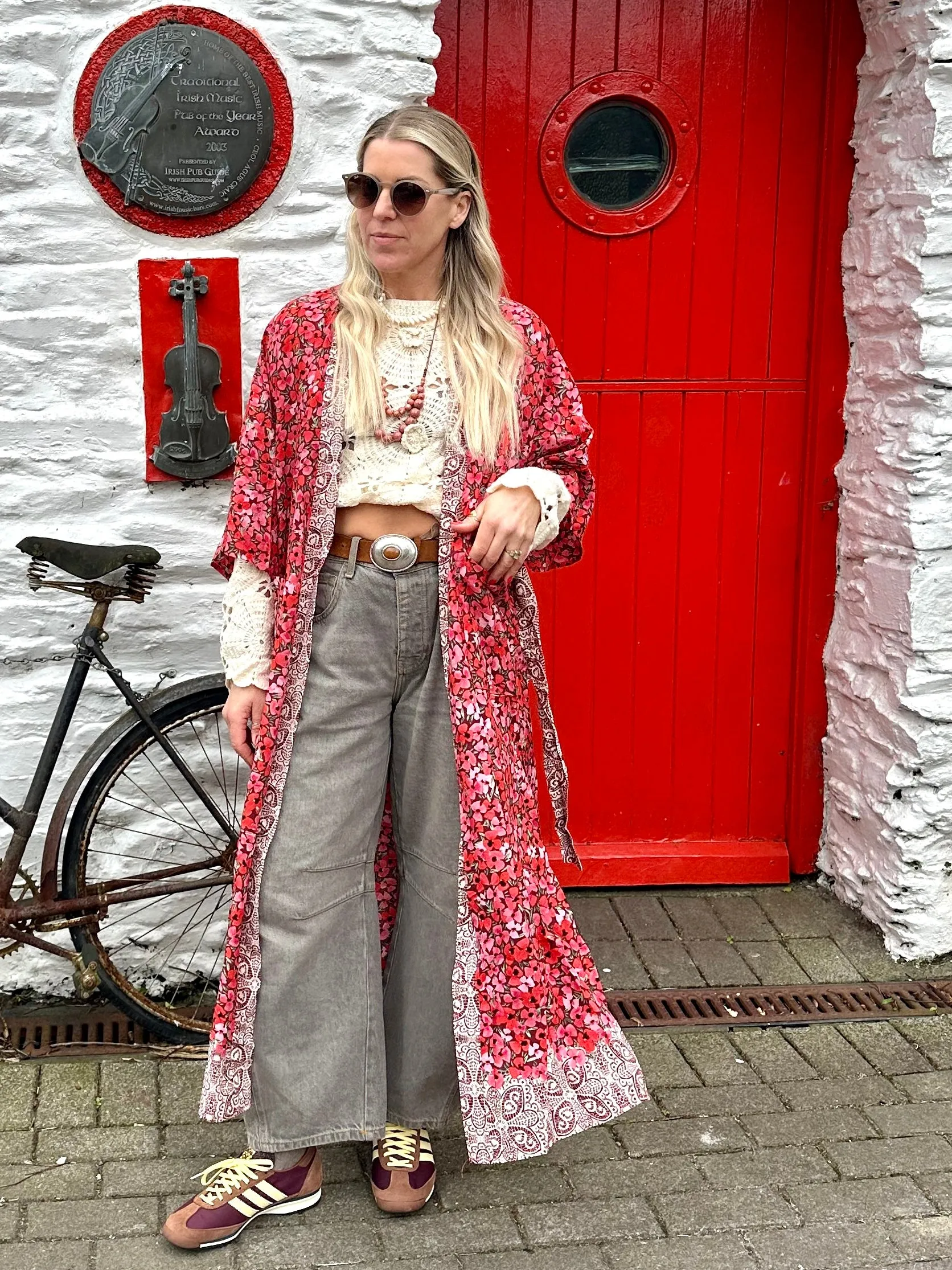 Floral poppy kimono
