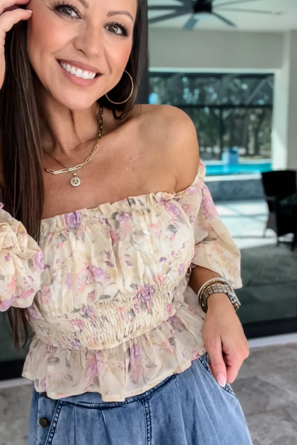 Floral Romance Off Shoulder Yellow Top