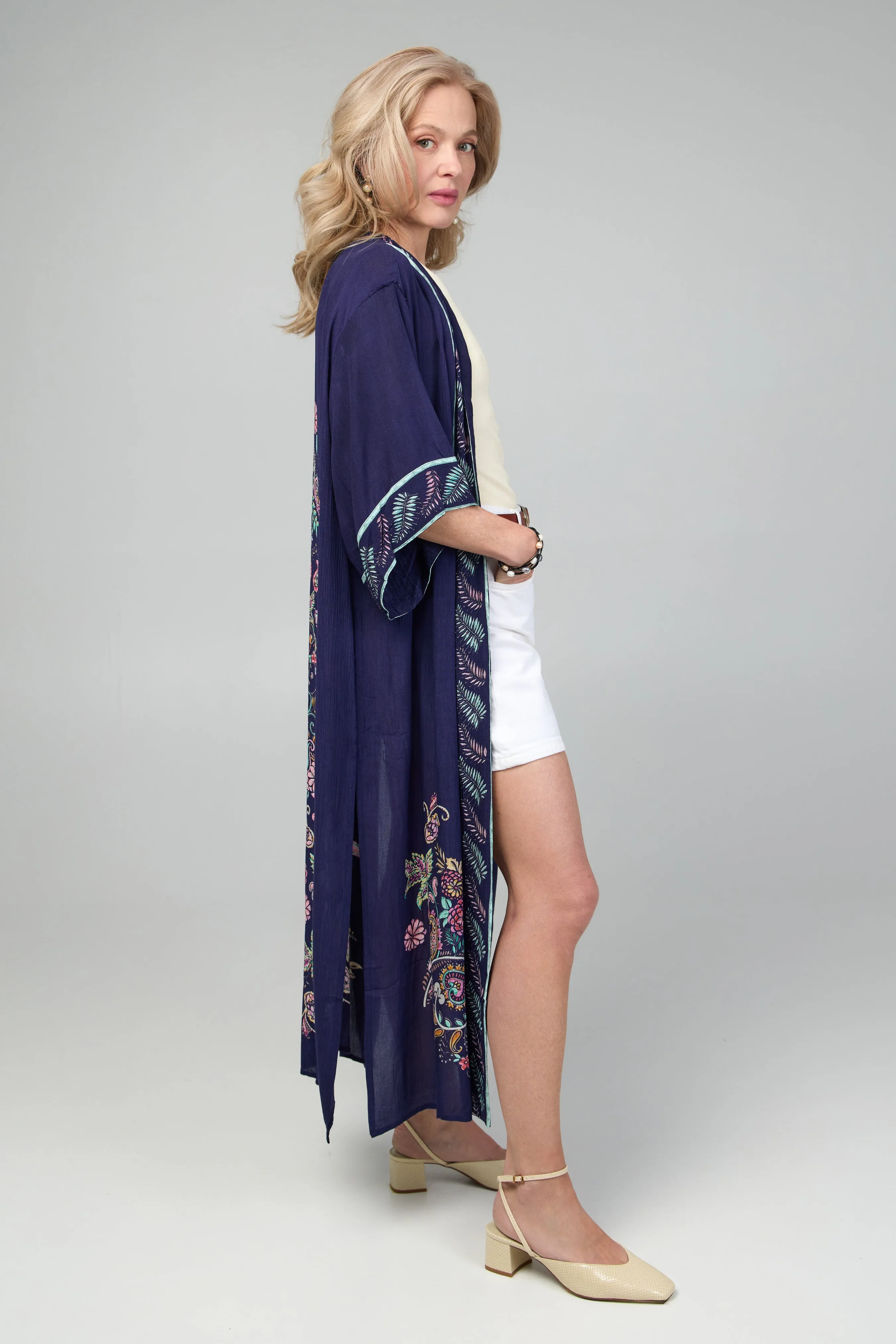 Flowy Paisley Kimono Long
