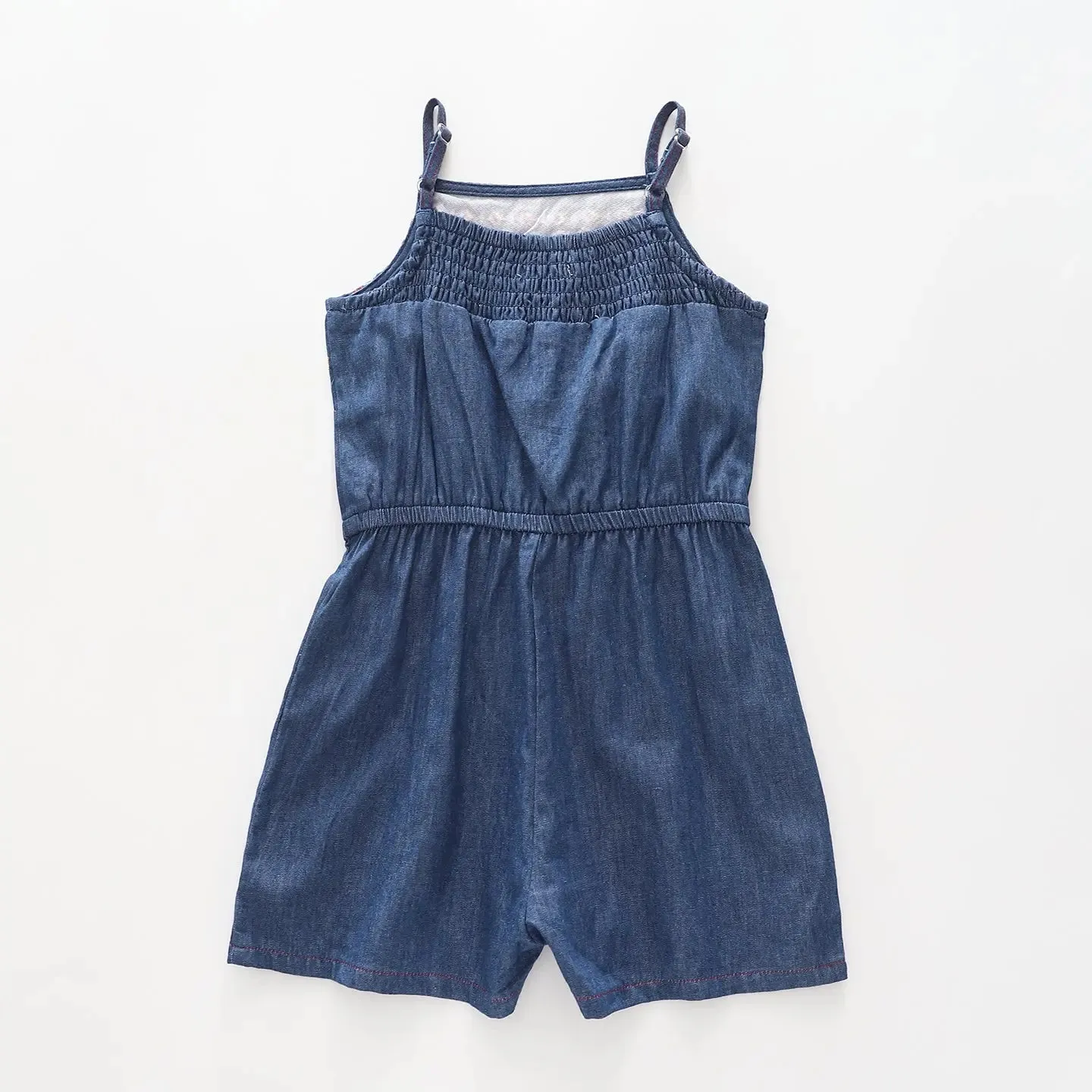 Girl's Retro Denim Embroidered Romper