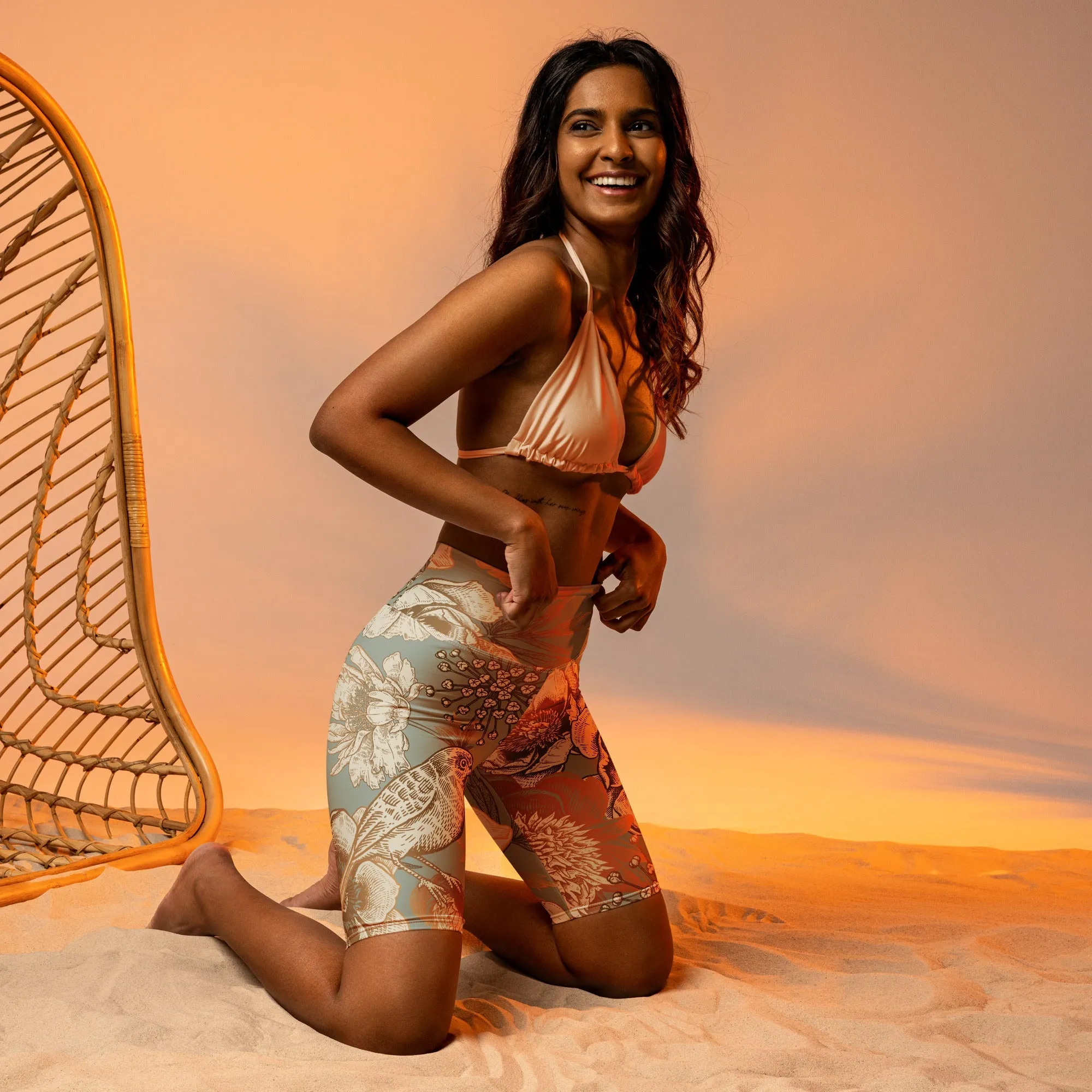 Golden Garden Biker Shorts