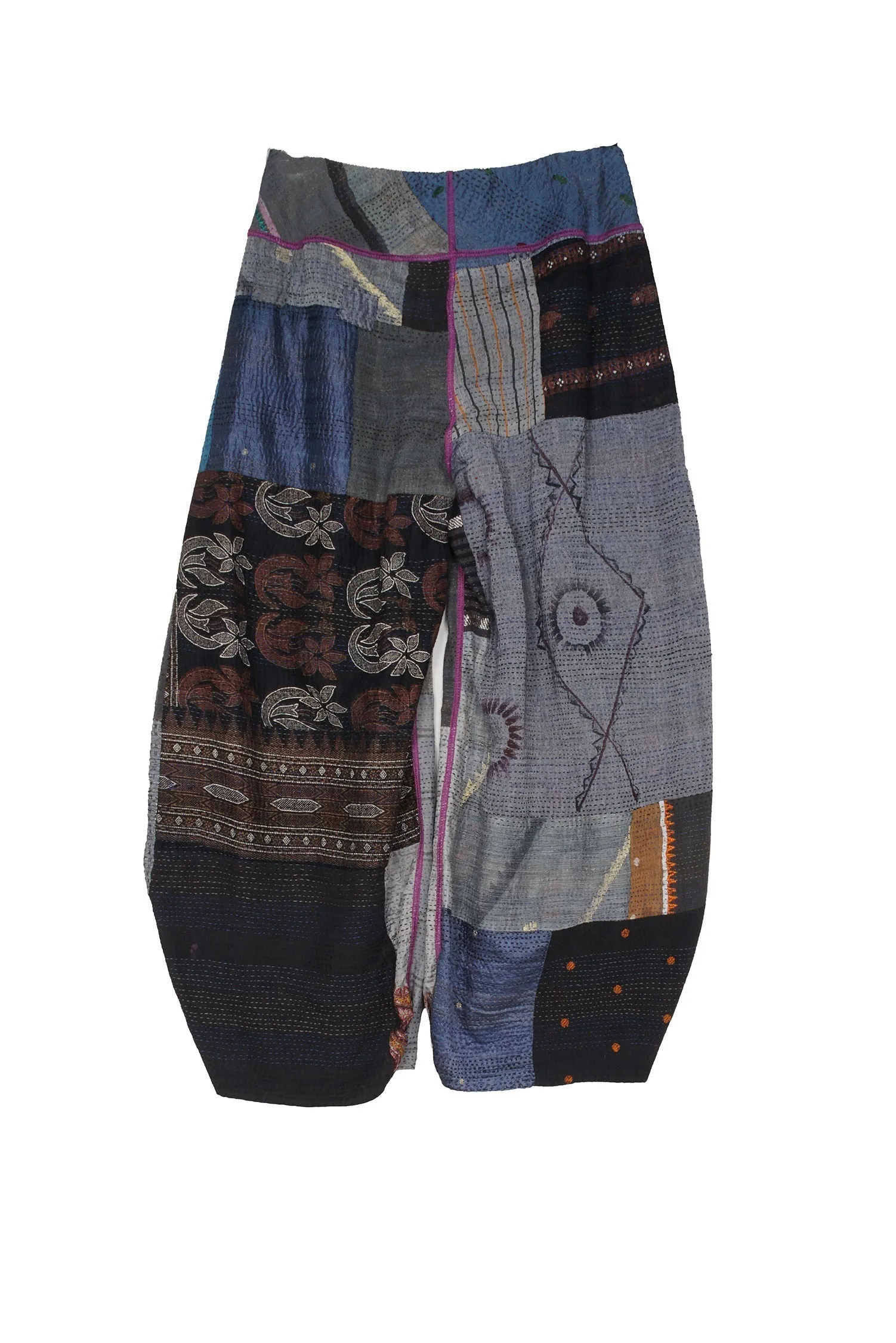 HAND PAINTED RALLI KANTHA HAREM PANTS - gp2605-gry -