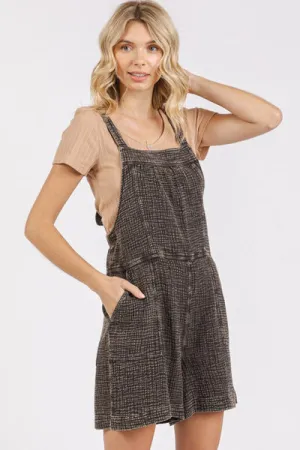 Hazel Blues® |  Mittoshop Textured Knotted Wide Strap Overalls