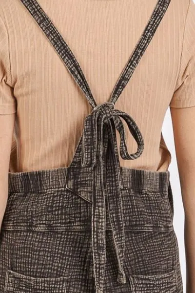 Hazel Blues® |  Mittoshop Textured Knotted Wide Strap Overalls