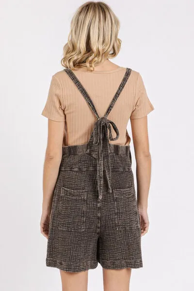 Hazel Blues® |  Mittoshop Textured Knotted Wide Strap Overalls
