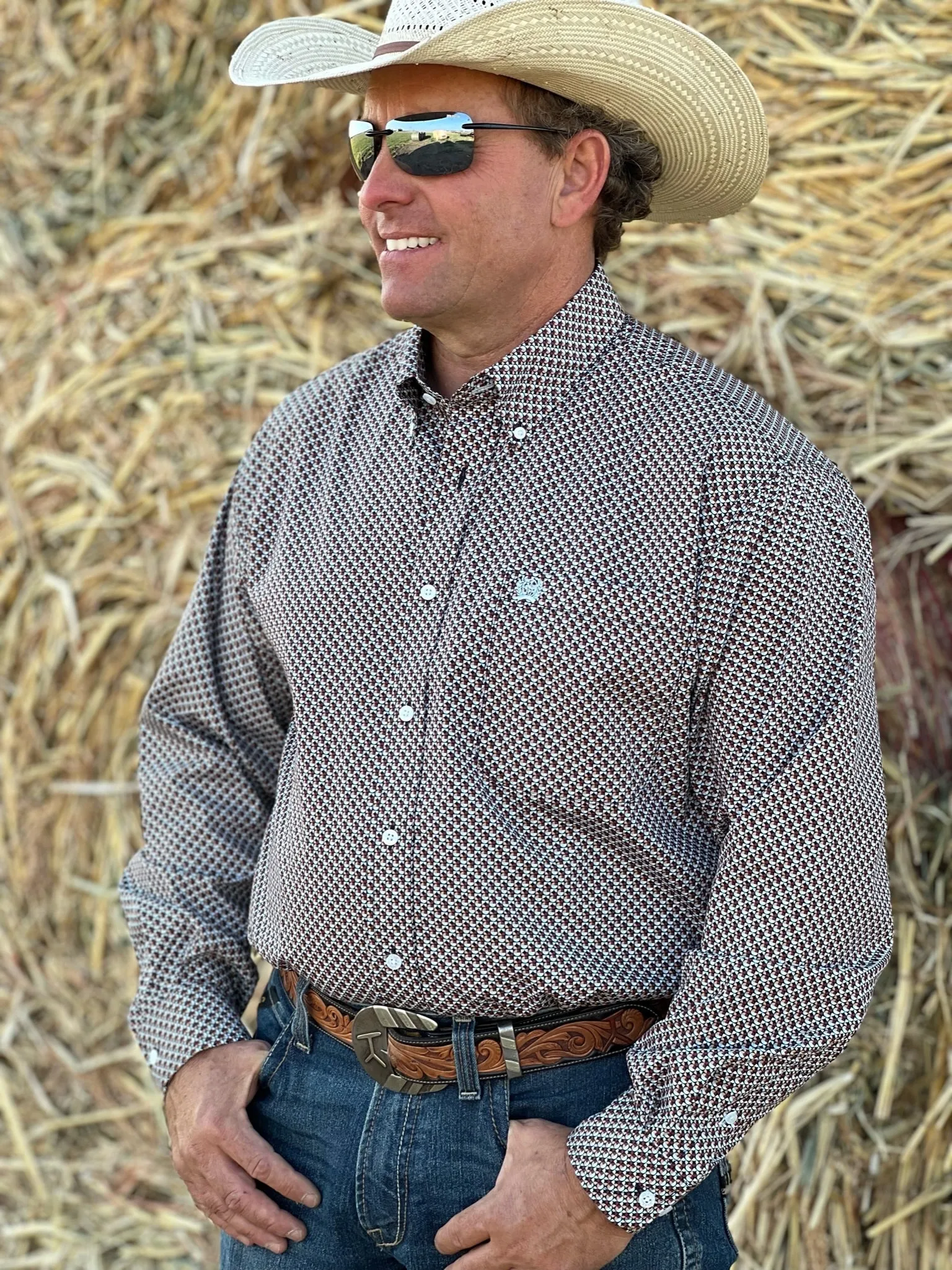 Henry Brown Long Sleeve Men's Shirt by Cinch