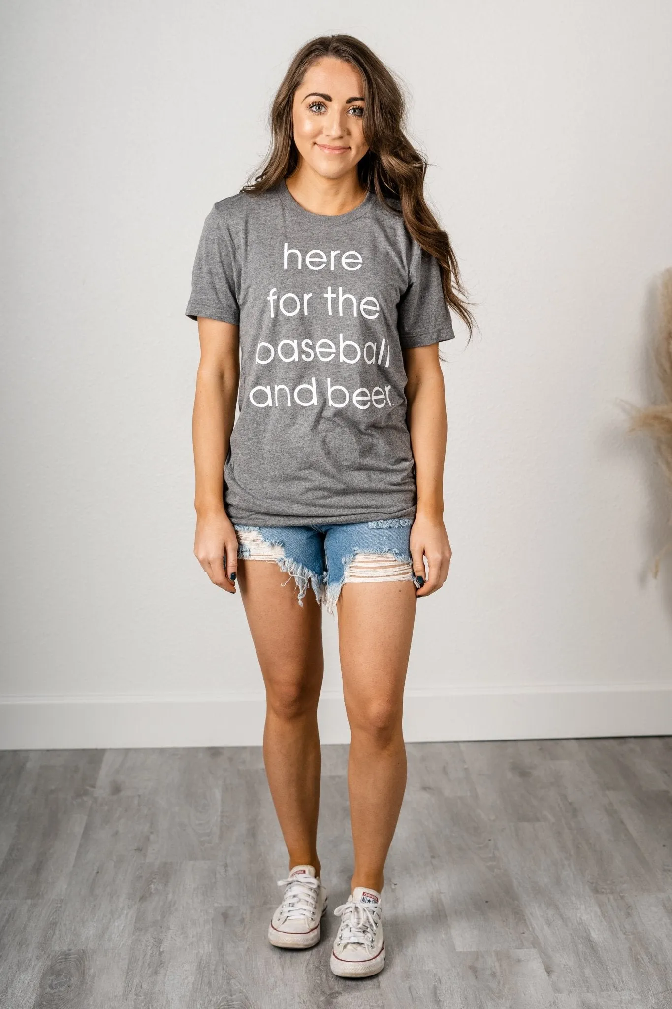 Here for the baseball & beer unisex short sleeve t-shirt grey
