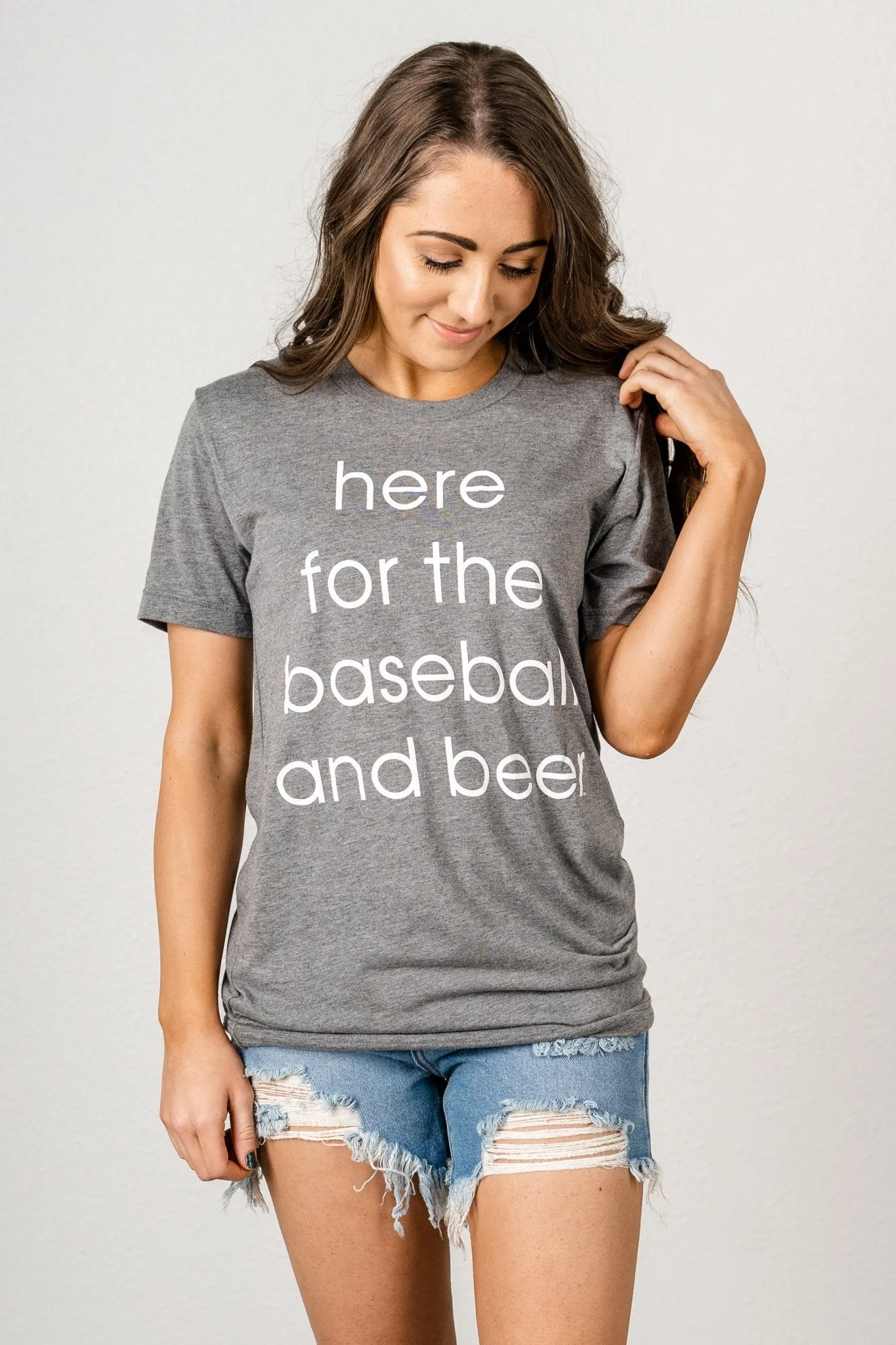 Here for the baseball & beer unisex short sleeve t-shirt grey