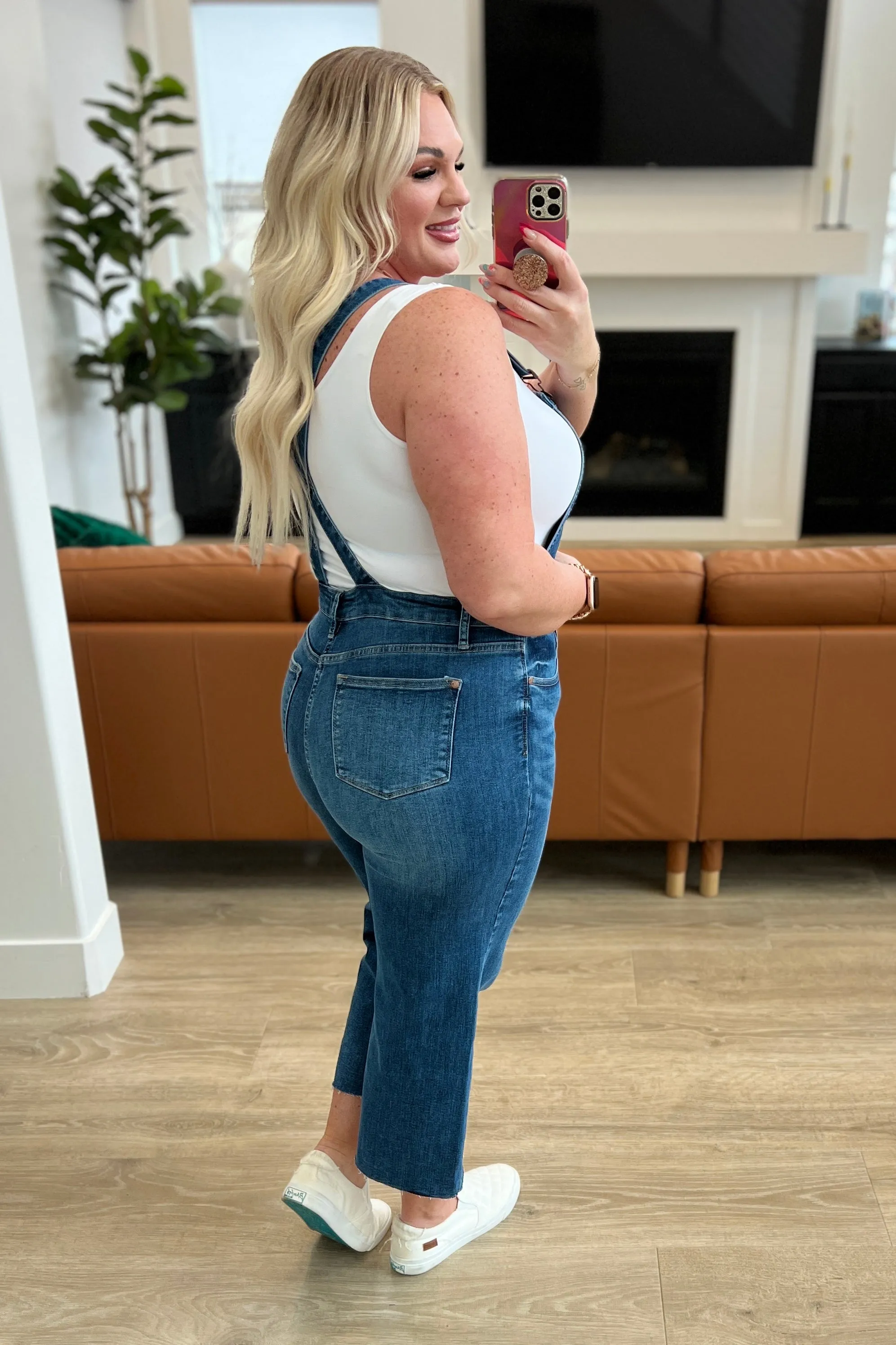 High Rise Crop Wide Leg Denim Overalls by Judy Blue JB88676