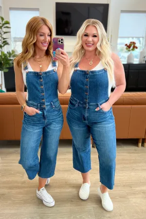 High Rise Crop Wide Leg Denim Overalls by Judy Blue JB88676