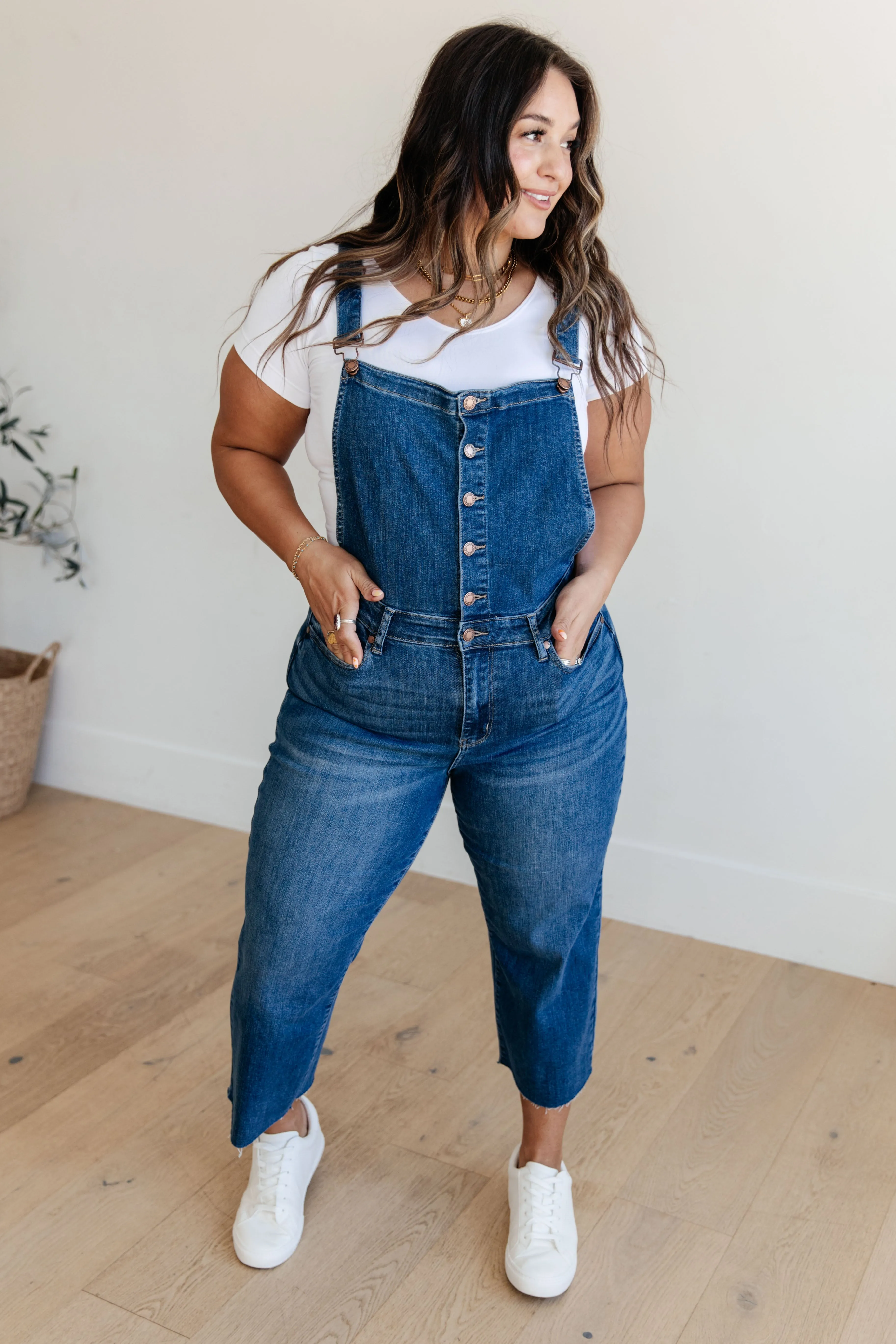High Rise Crop Wide Leg Denim Overalls by Judy Blue JB88676
