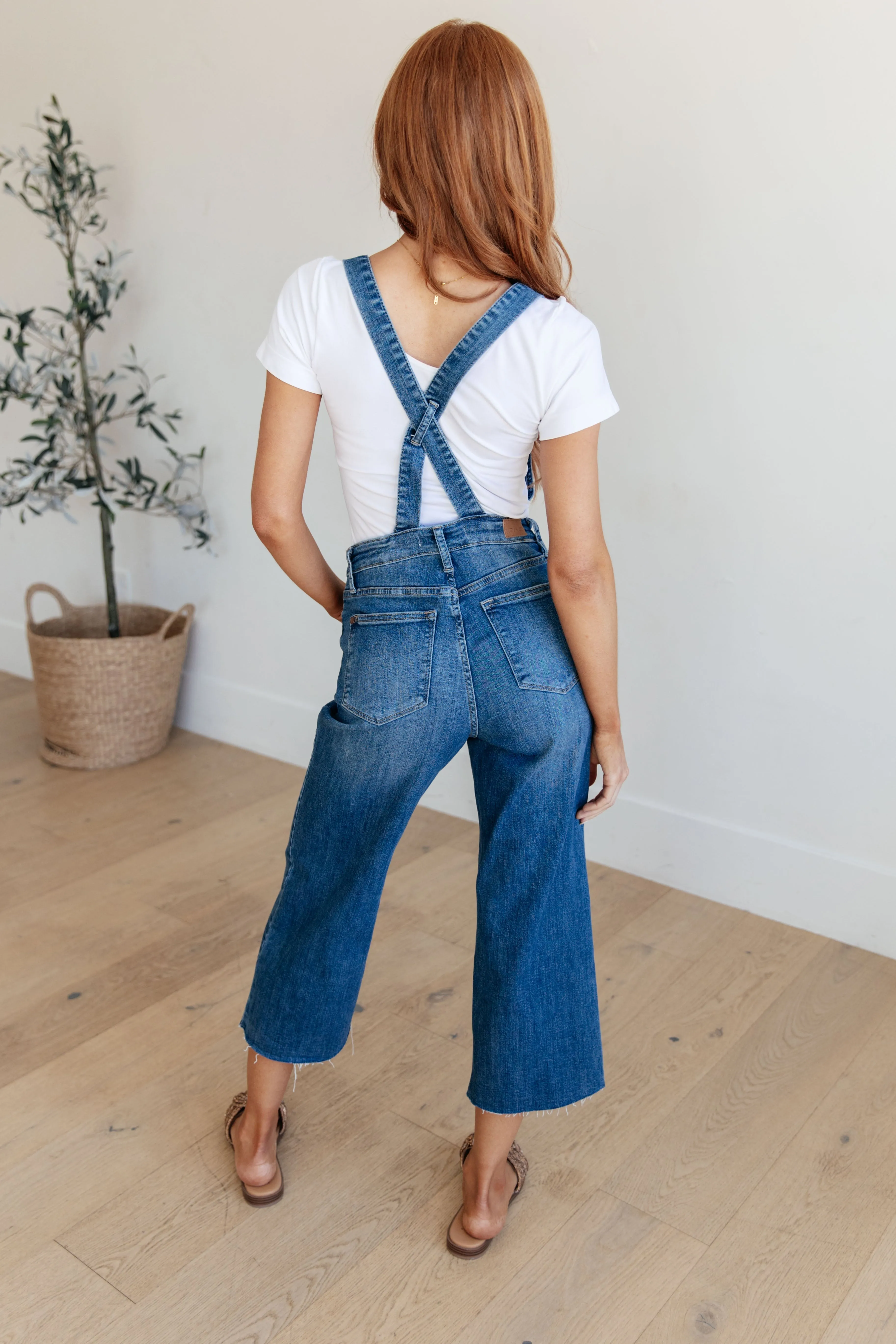 High Rise Crop Wide Leg Denim Overalls by Judy Blue JB88676