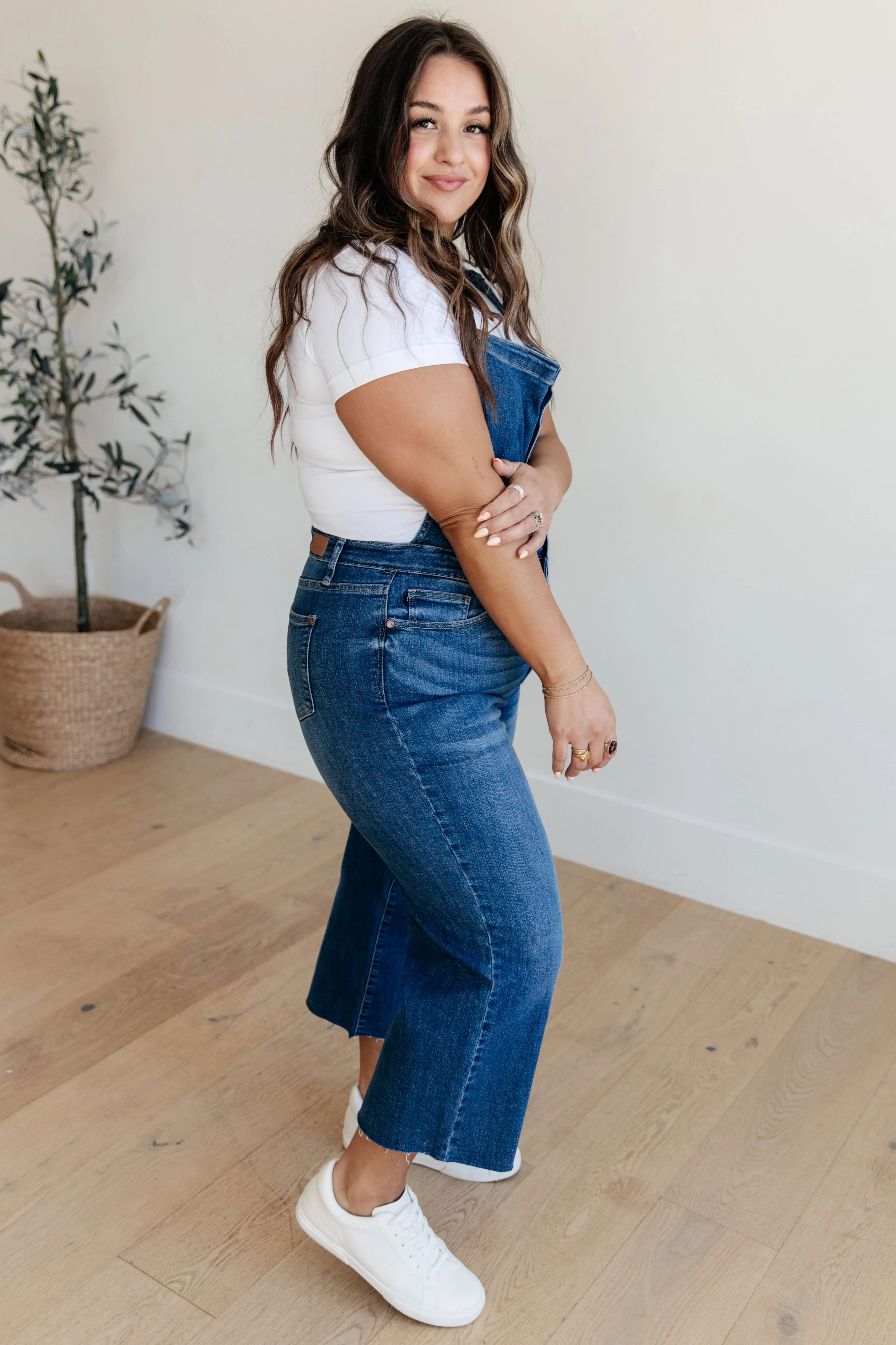 High Rise Crop Wide Leg Denim Overalls by Judy Blue JB88676
