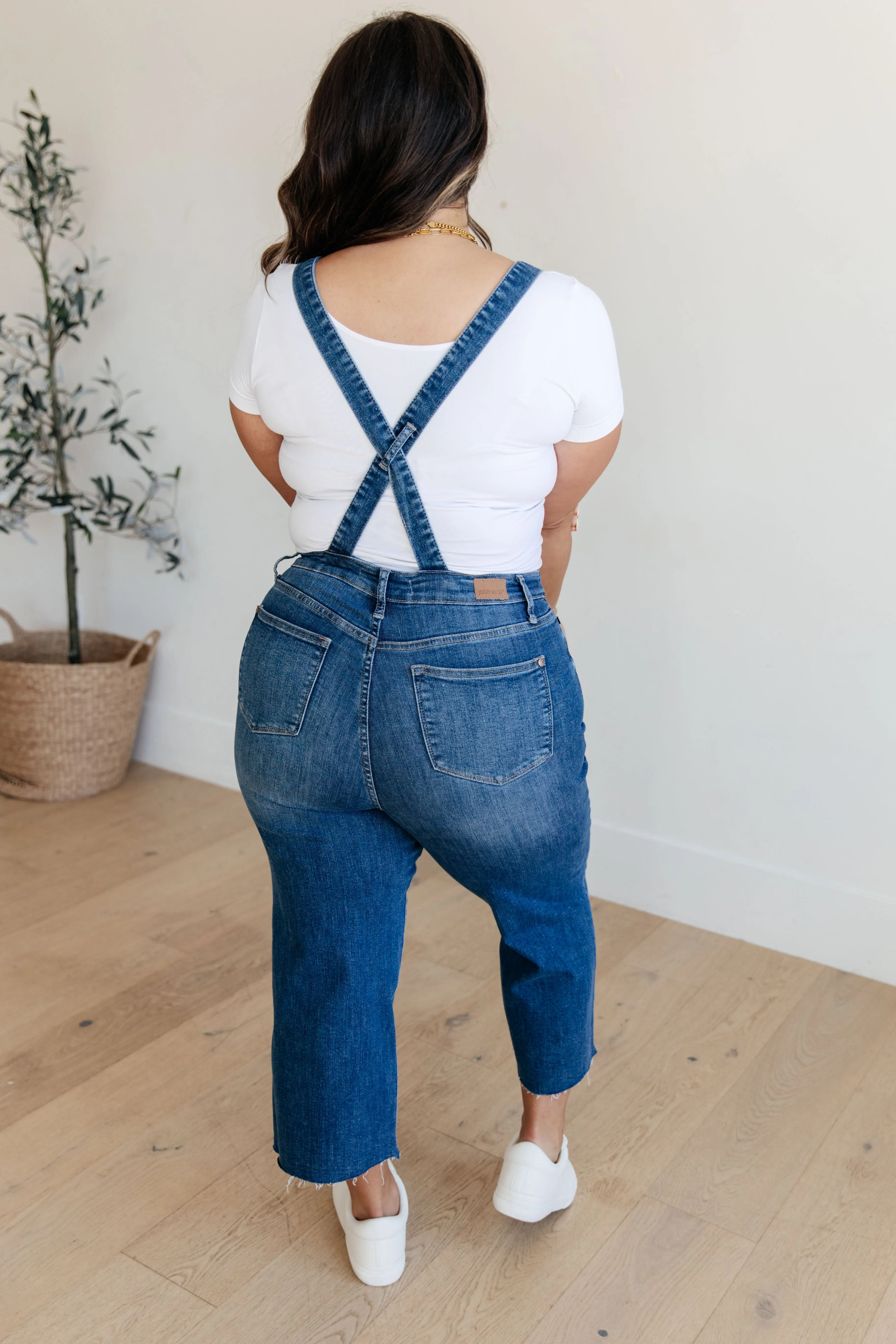 High Rise Crop Wide Leg Denim Overalls by Judy Blue JB88676