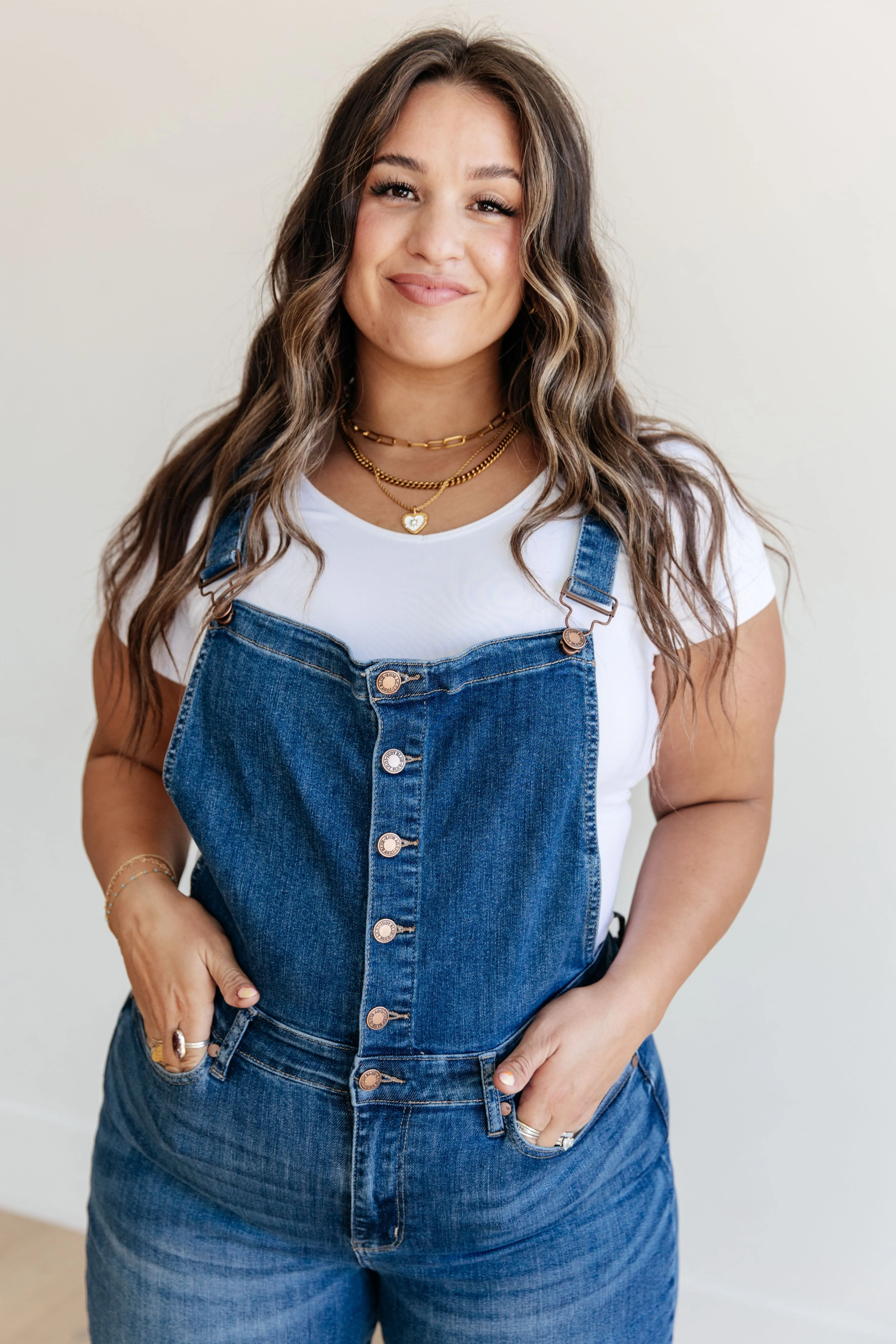 High Rise Crop Wide Leg Denim Overalls by Judy Blue JB88676