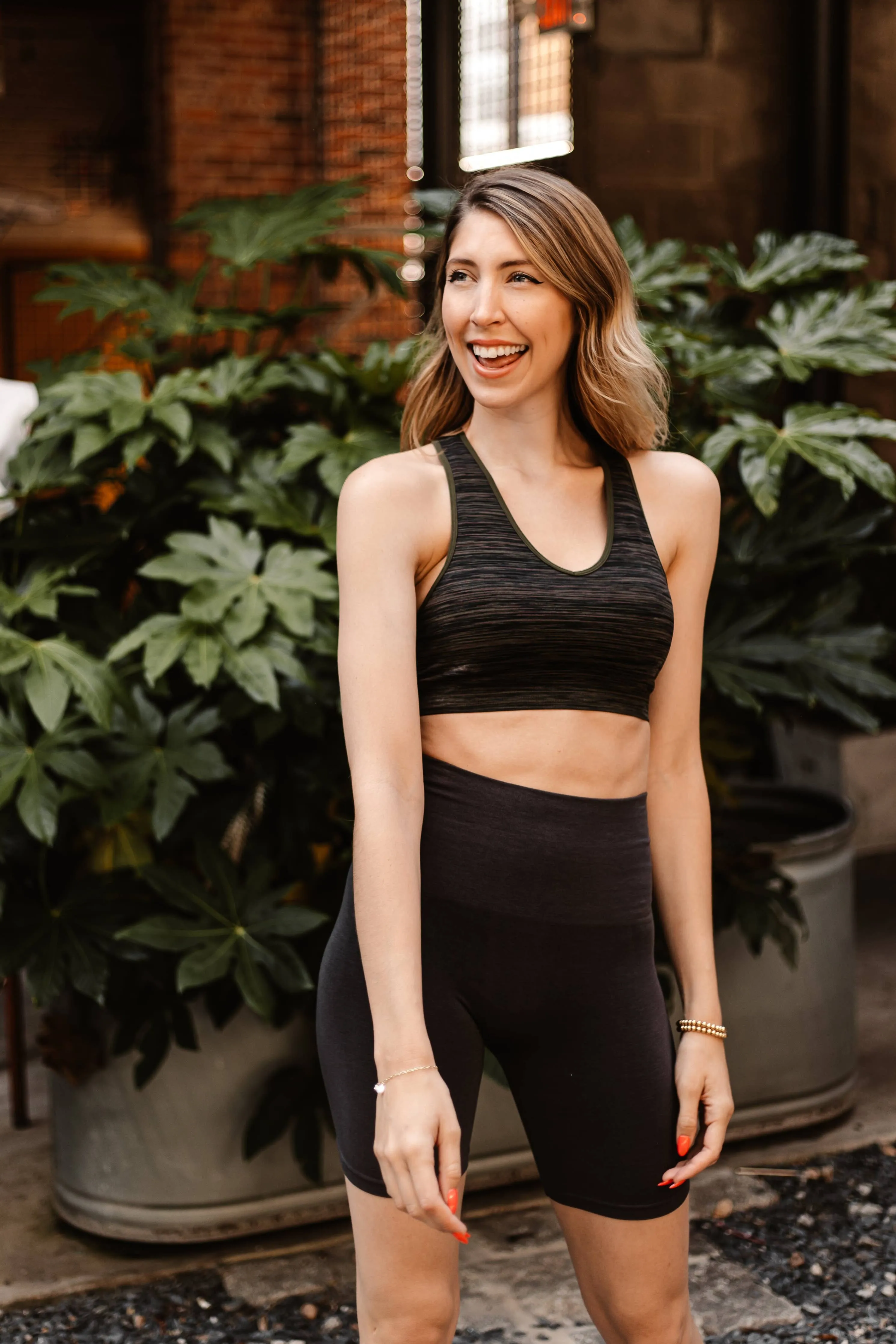 High Waist Bike Shorts: CHARCOAL