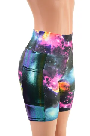 High Waist Bike Shorts with Side Panel Pockets