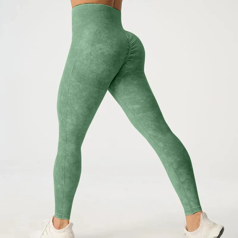High Waisted Frosted Yoga Pants for Hip Lifting Fitness