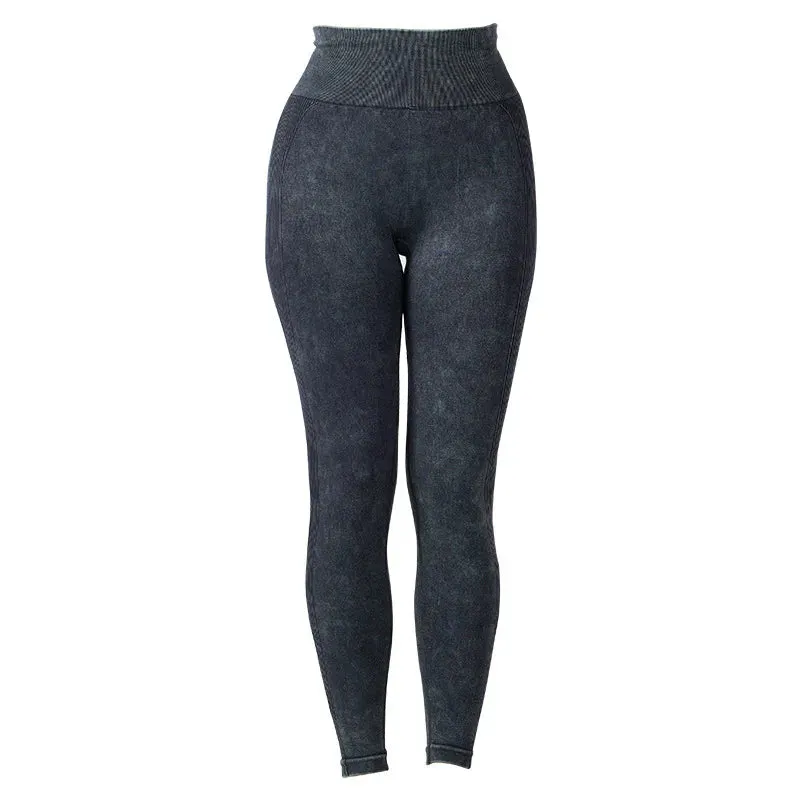 High Waisted Frosted Yoga Pants for Hip Lifting Fitness