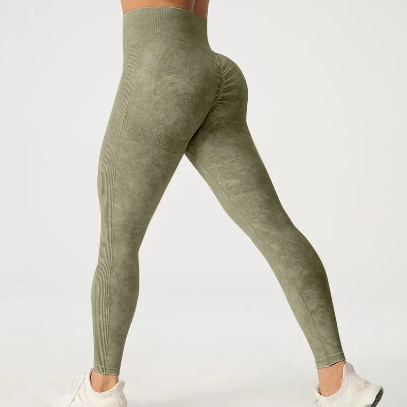 High Waisted Frosted Yoga Pants for Hip Lifting Fitness