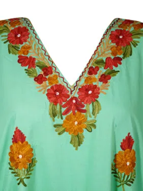 Holiday Kaftan Maxi dress Embroidered Oversized Kimono Caftan Dress L-2X