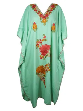 Holiday Kaftan Maxi dress Embroidered Oversized Kimono Caftan Dress L-2X