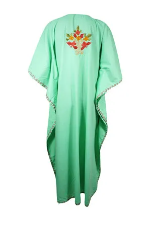 Holiday Kaftan Maxi dress Embroidered Oversized Kimono Caftan Dress L-2X