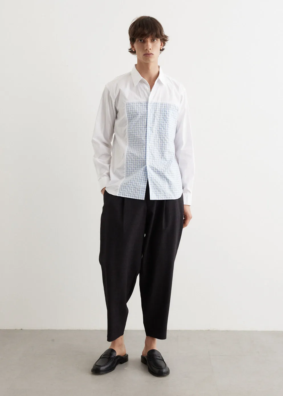 Jacquard Block Pattern Gingham Shirt